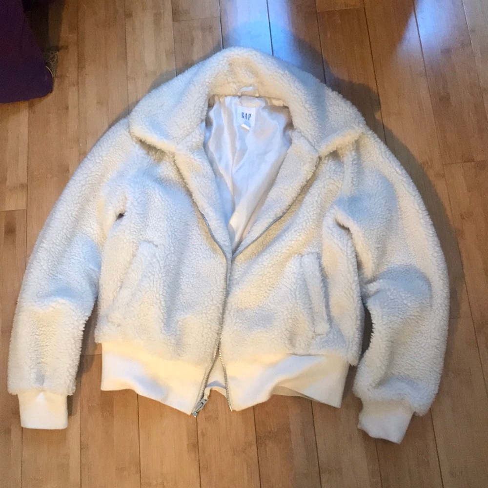 Gap teddy bomber jacket in cream